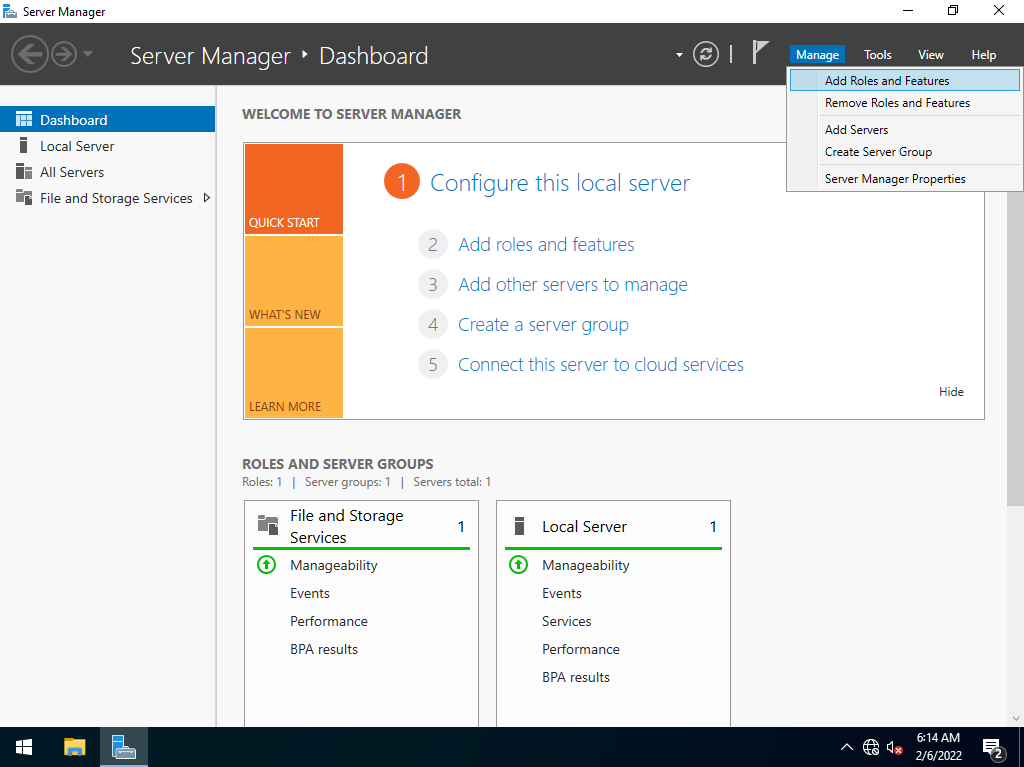 screenshot form server manager