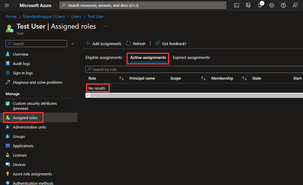 screenshot from azure portal