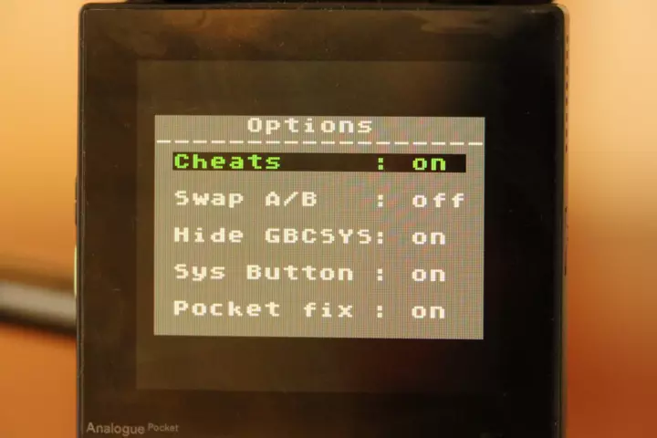 Screenshot from the EverDrive OS showing the optons menu